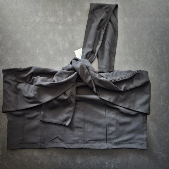 NWT - Banana Republic Black One-Shoulder Cropped Bustier - Size L - Picture 4 of 9